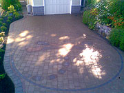 Stone dragonfly design on driveway